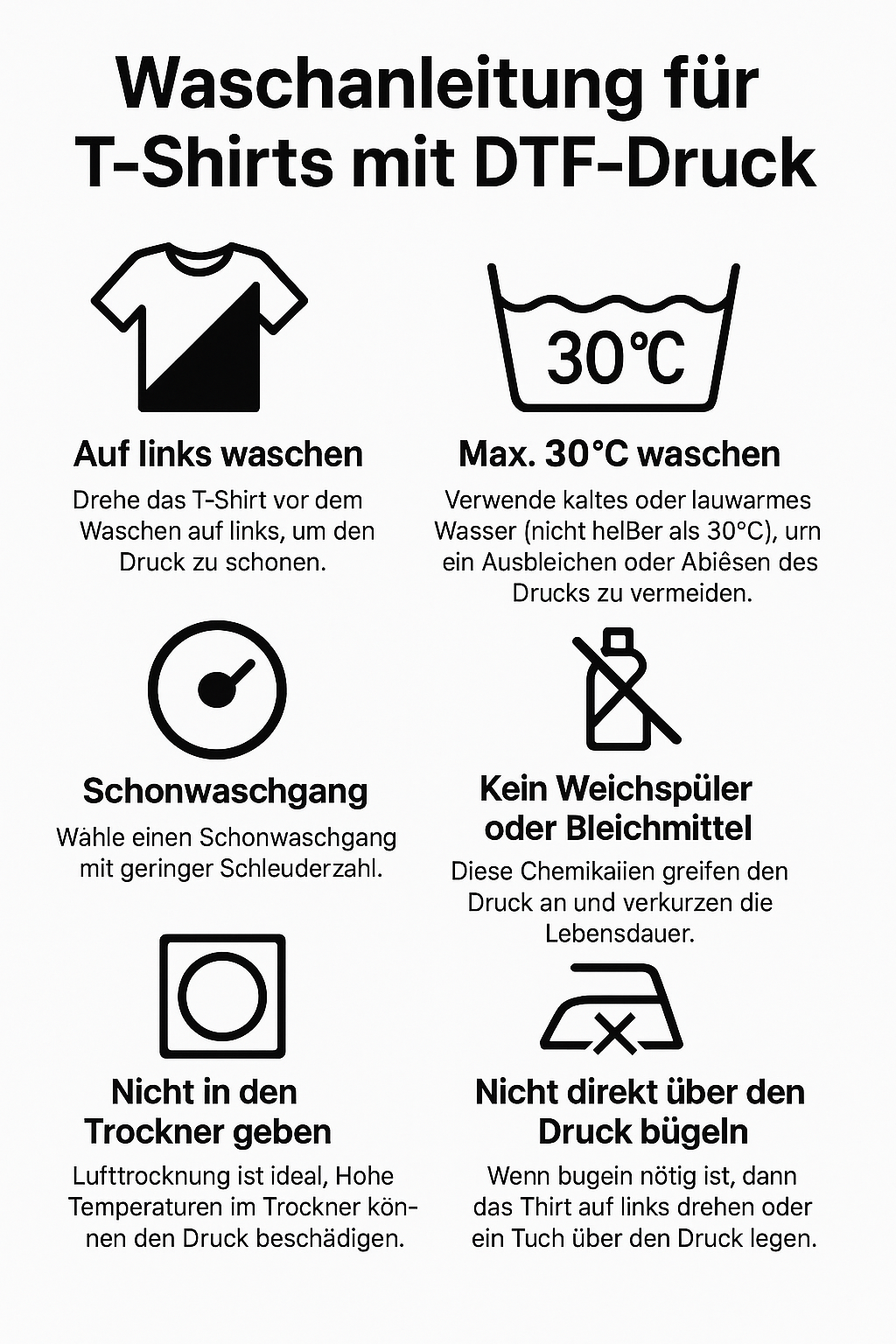 Waschanleitung für DTF Transfers